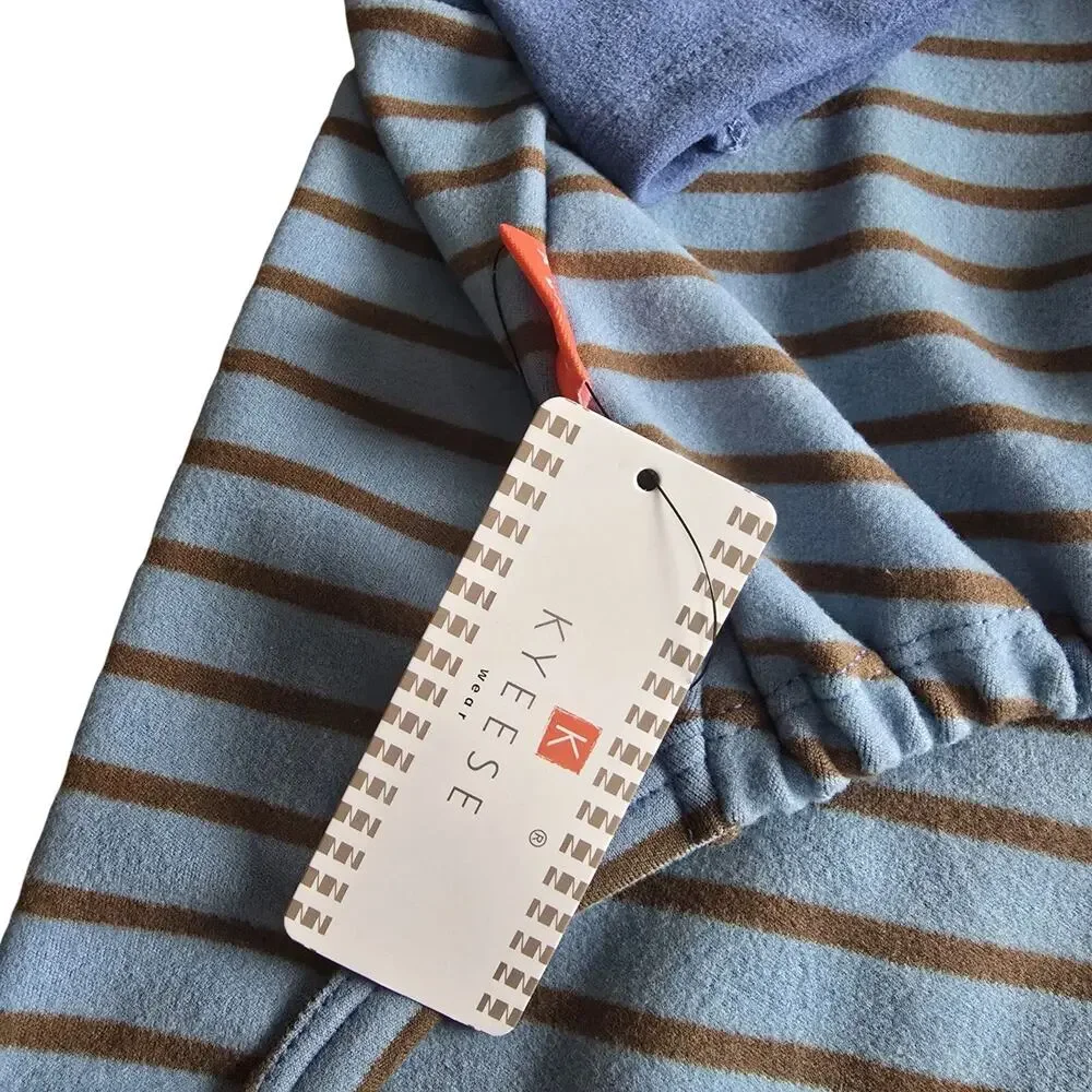 Kyeese Wear Dog Shirt XXL Blue Brown Striped Raglan Pet Tee NWT